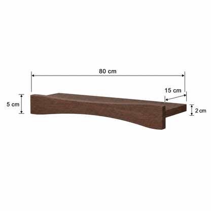 Curved Walnut Floating Wall Shelf – Sculptural Solid Wood Shelf for Modern Home Decor