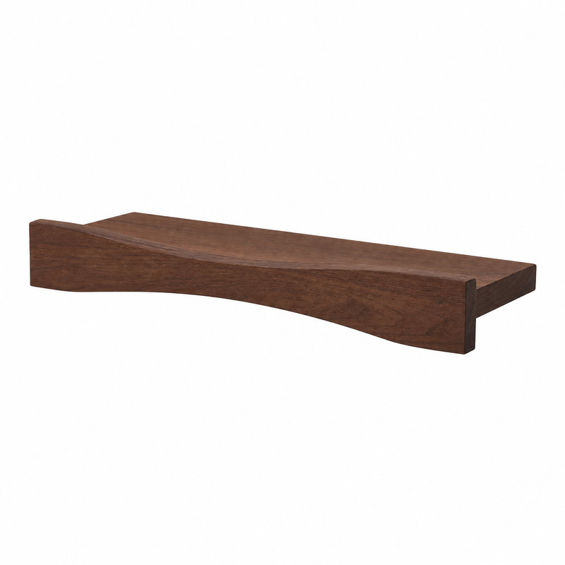Curved Walnut Floating Wall Shelf – Sculptural Solid Wood Shelf for Modern Home Decor