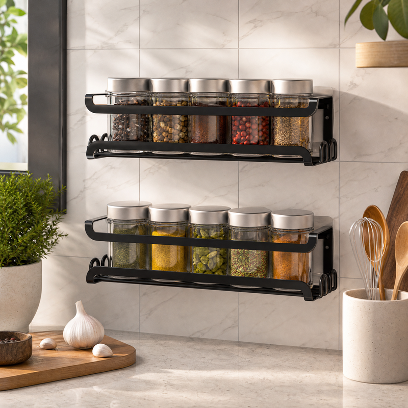 Wall Mounted Storage Shelf with Towel Bar – Modern Metal Bathroom Organizer for Kitchen & Bathroom
