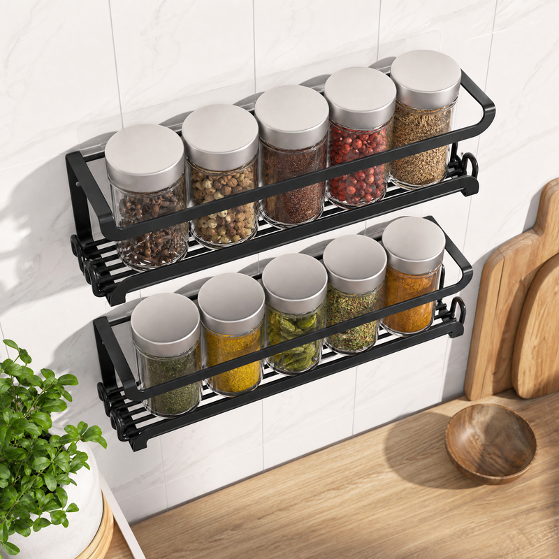 Wall Mounted Storage Shelf with Towel Bar – Modern Metal Bathroom Organizer for Kitchen & Bathroom