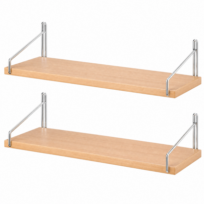 Minimalist Floating Wall Shelf – Wood & Metal Wall Mounted Shelf for Modern Home Storage