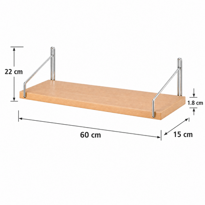 Minimalist Floating Wall Shelf – Wood & Metal Wall Mounted Shelf for Modern Home Storage